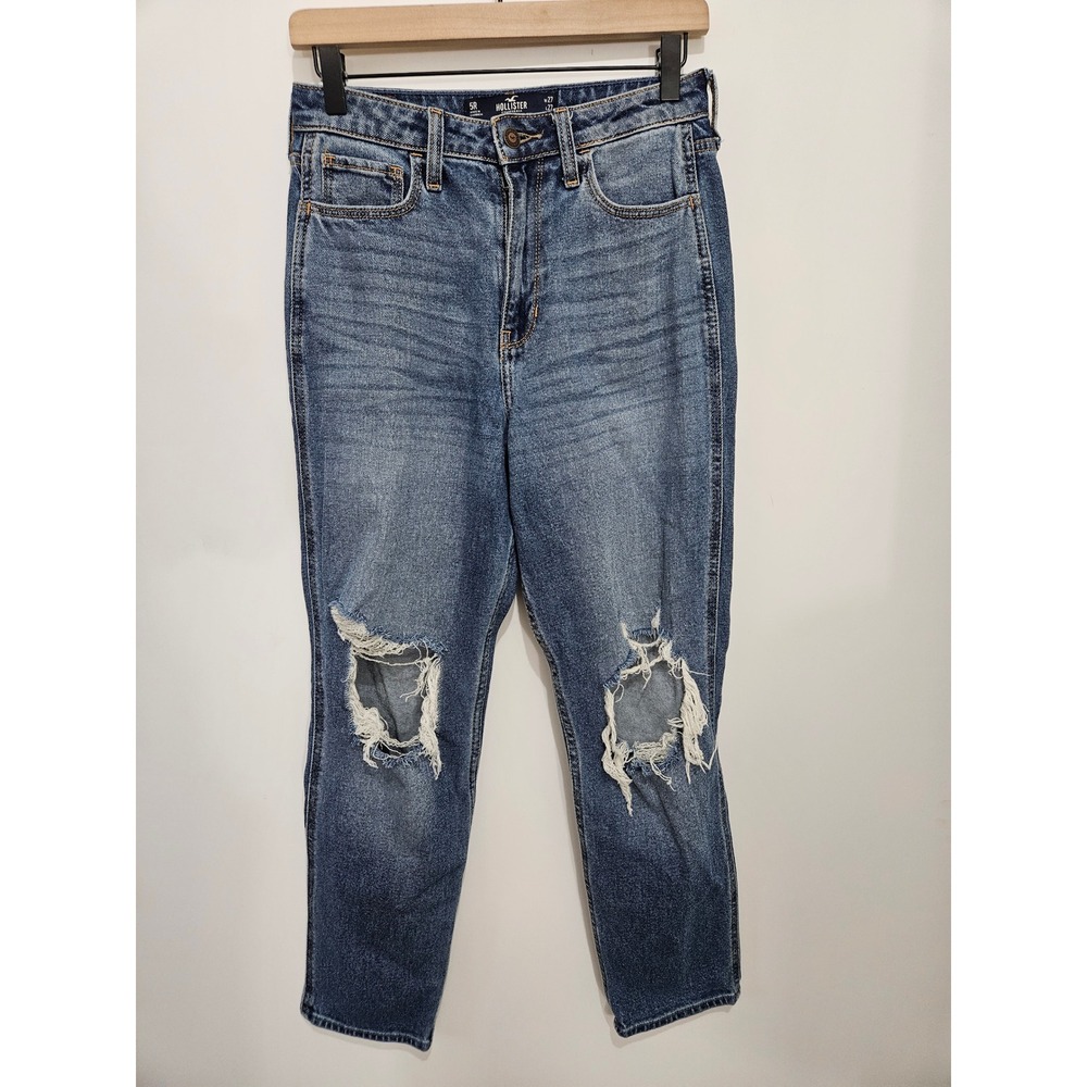 Hollister Ultra High-Rise Mom Jean Distressed Medium Wash 5R W27 L27 355D2403